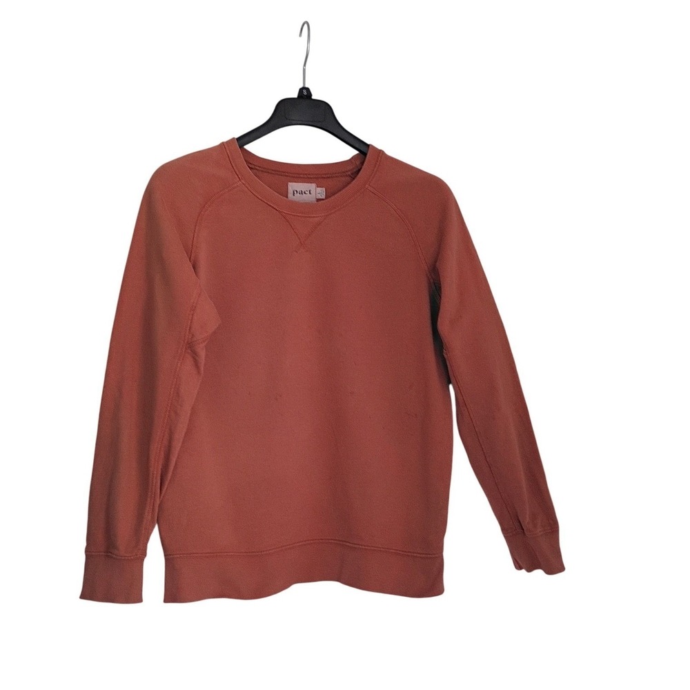 Pact 100% Organic Cotton Raglan Crewneck Sweatshirt Large Terracotta Pink